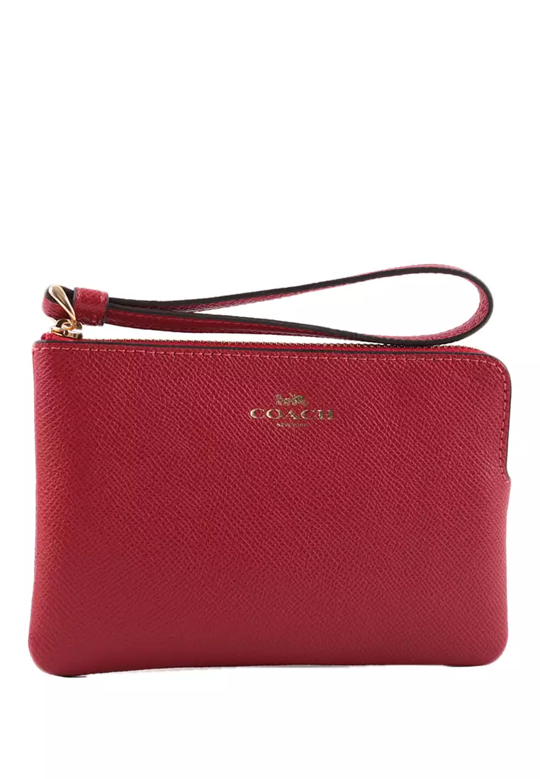 Coach crossgrain leather corner zip wristlet deals