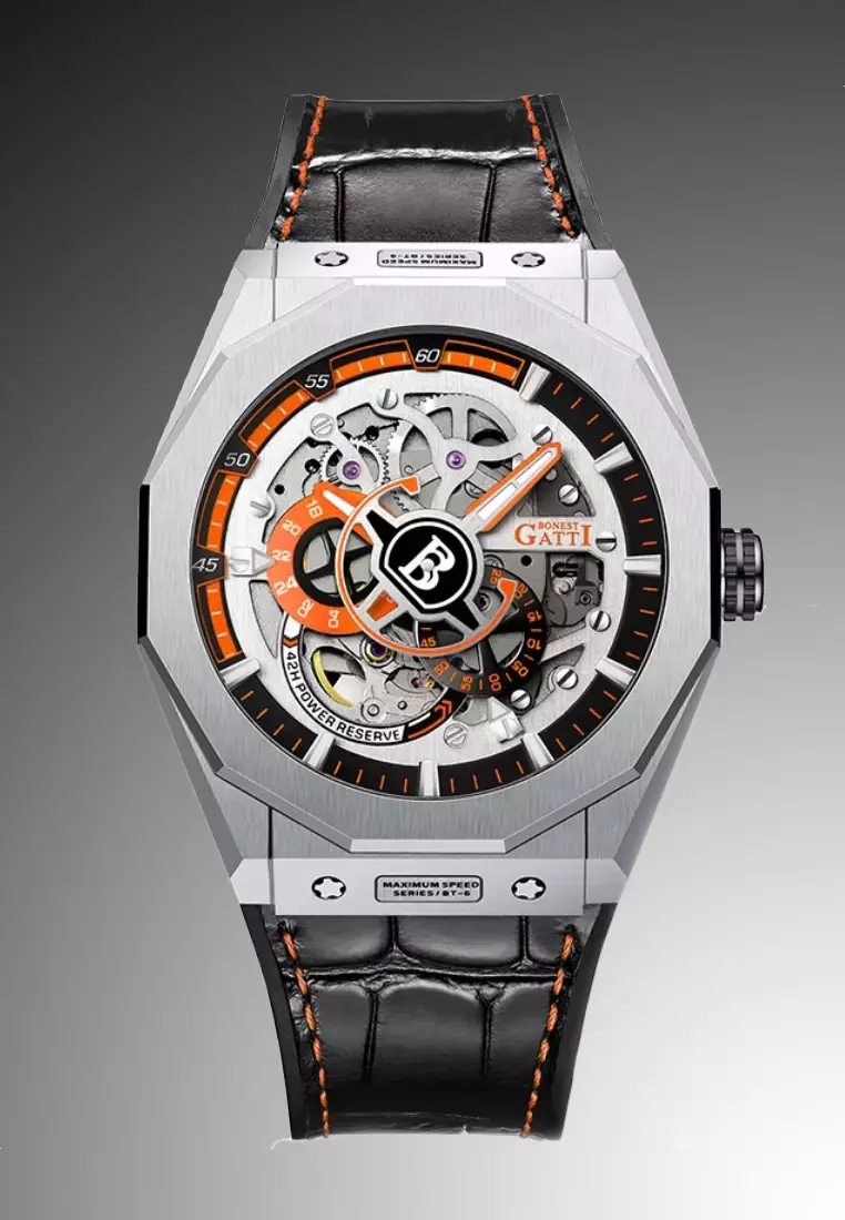 Automatic Unisex Stainless Steel Watch, Leather Strap