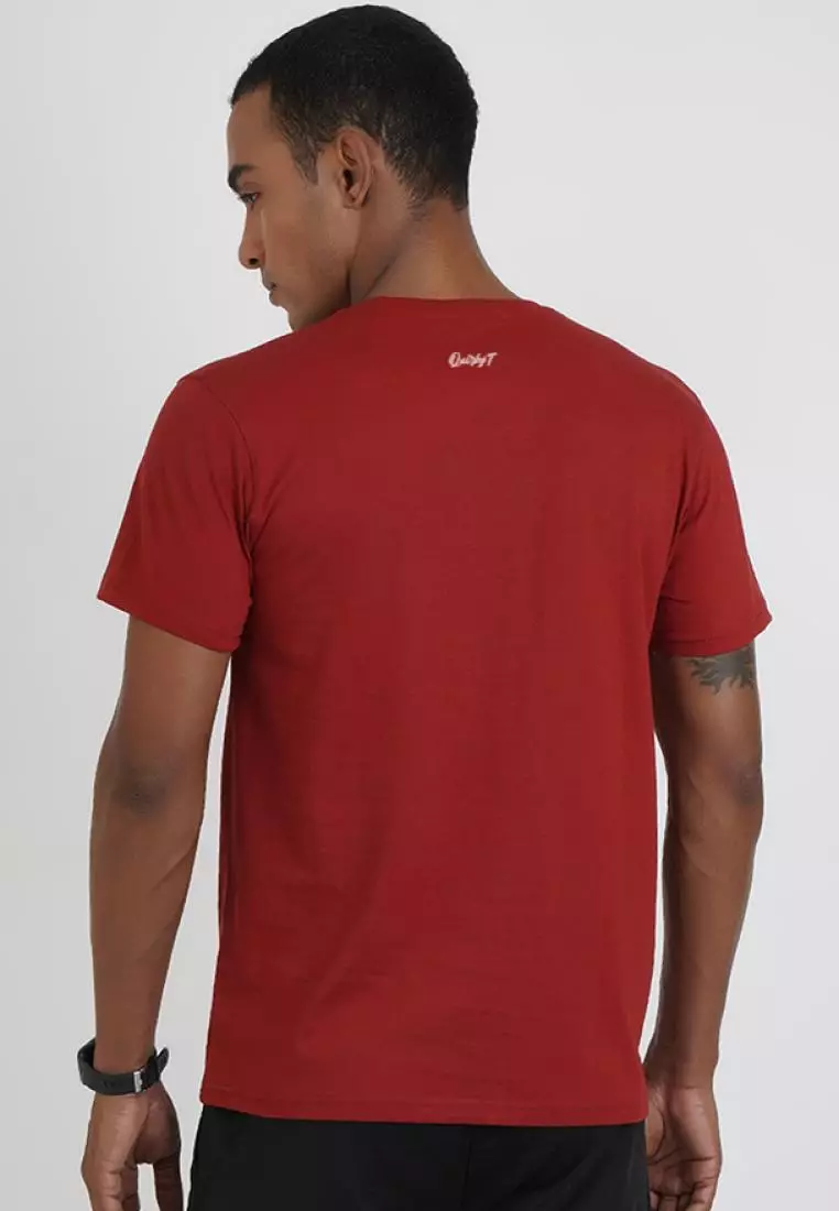 A World To  Graphic Maroon Cotton Short Sleeve Crew Neck Relaxed Tee