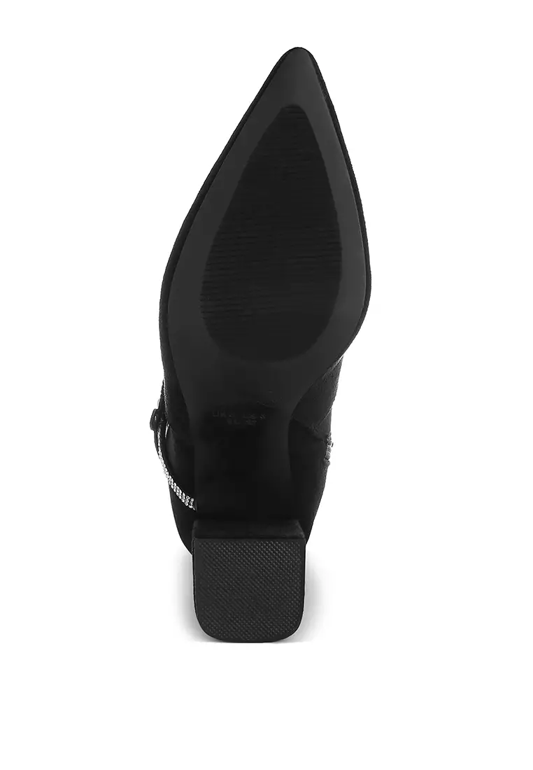 Bros Berlian Imitasi untuk Sepatu Bot Warna Hitam