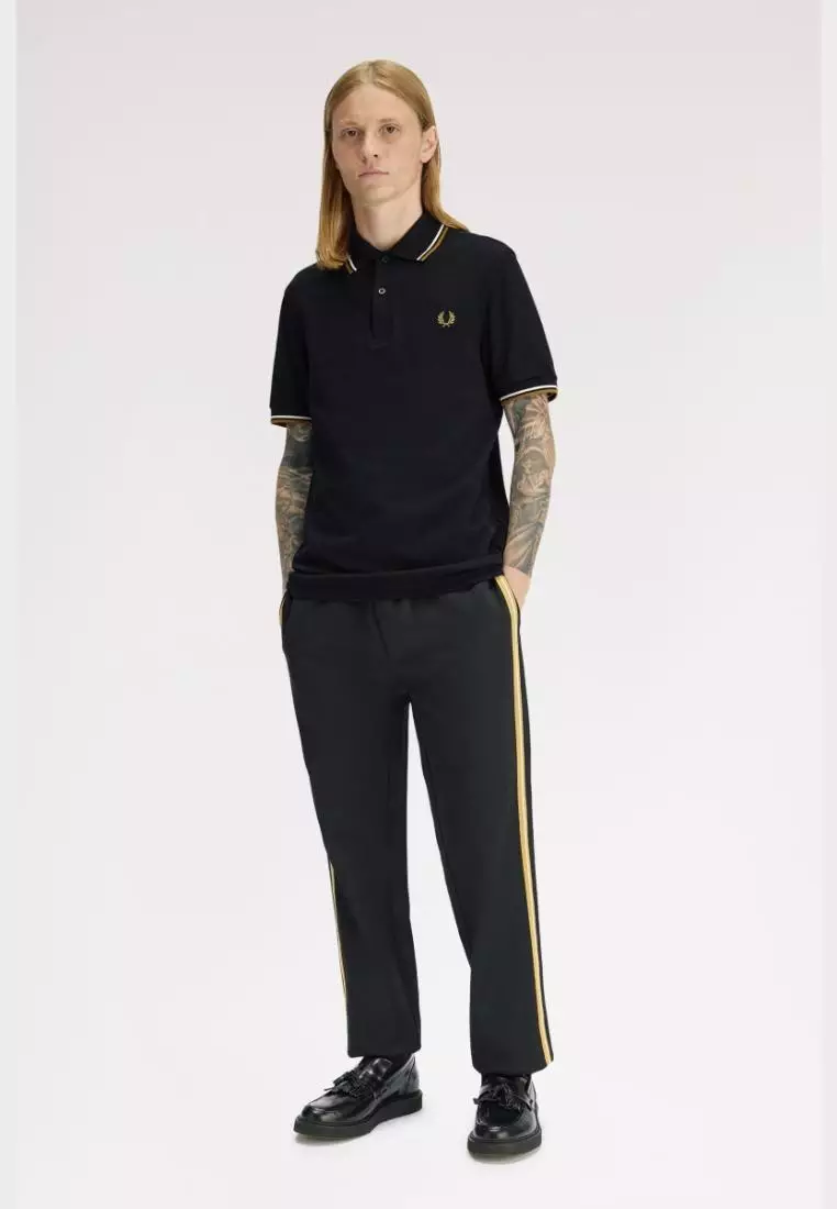Fred Perry M3600 Twin Tipped Fred Perry Shirt (Black / Ecru / Dark Caramel)