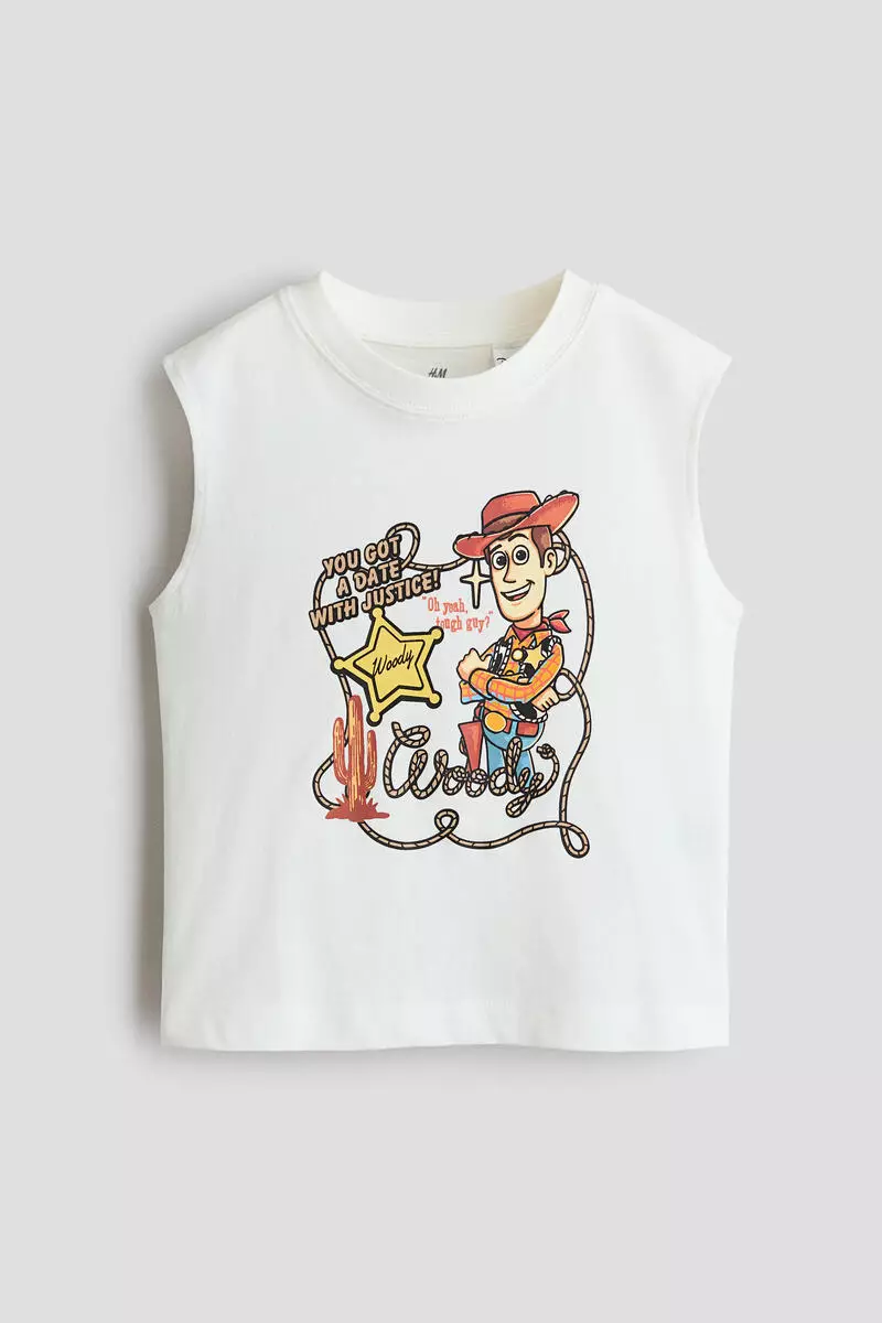 Printed cotton vest top