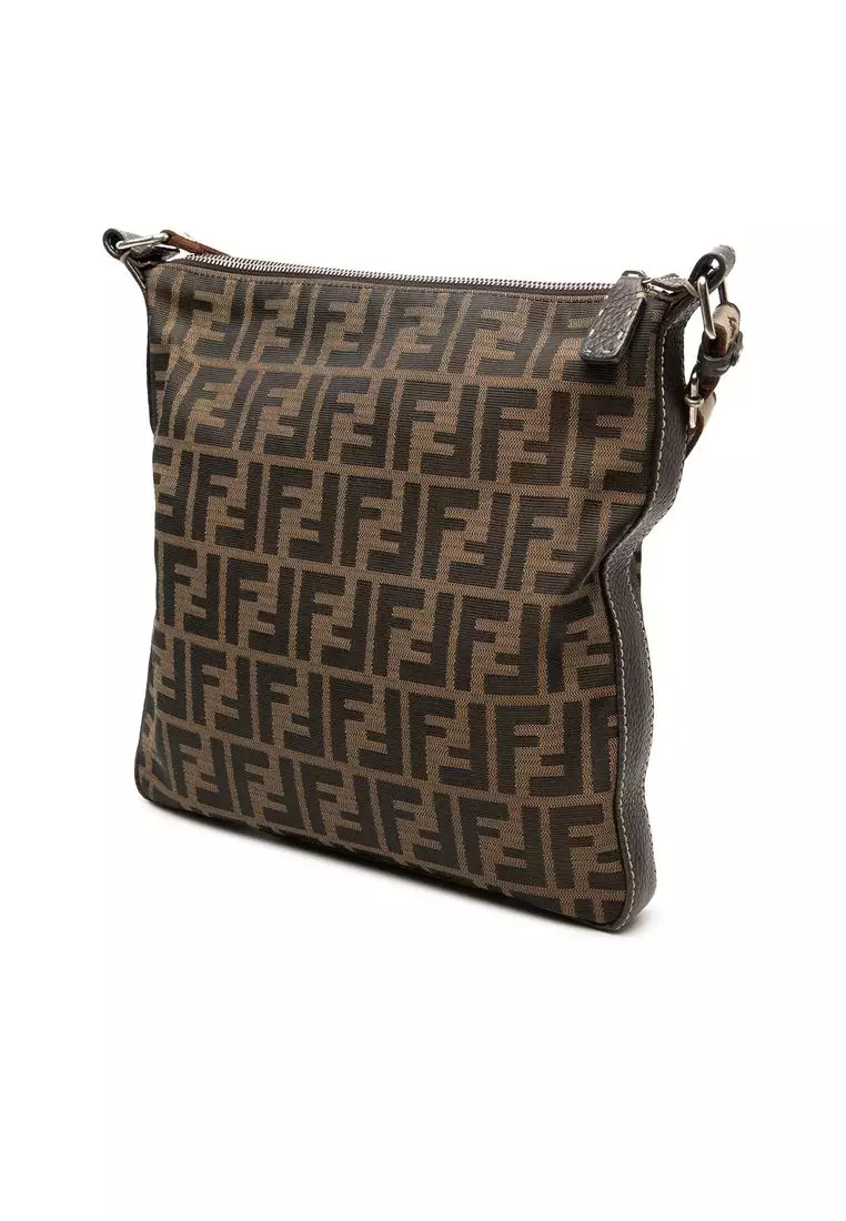 Pre-Loved Fendi Zucca Canvas Selleria Crossbody