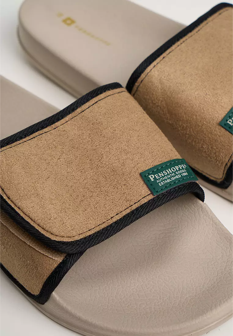 Men's Velcro Slides with Contrast Outsole