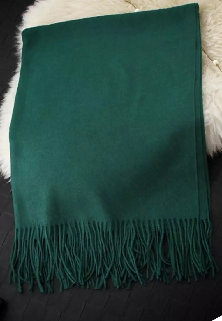Aksesoris Wanita Plain Viscose Shawl Pashmina Syal Wanita Bottle Green