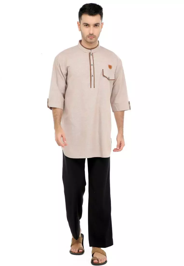 Baju Koko Gamis Muslim Pria Arfan - Cream