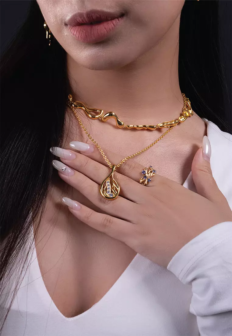 Cora Sheesh Sapphire 18K Gold Plated Pendant