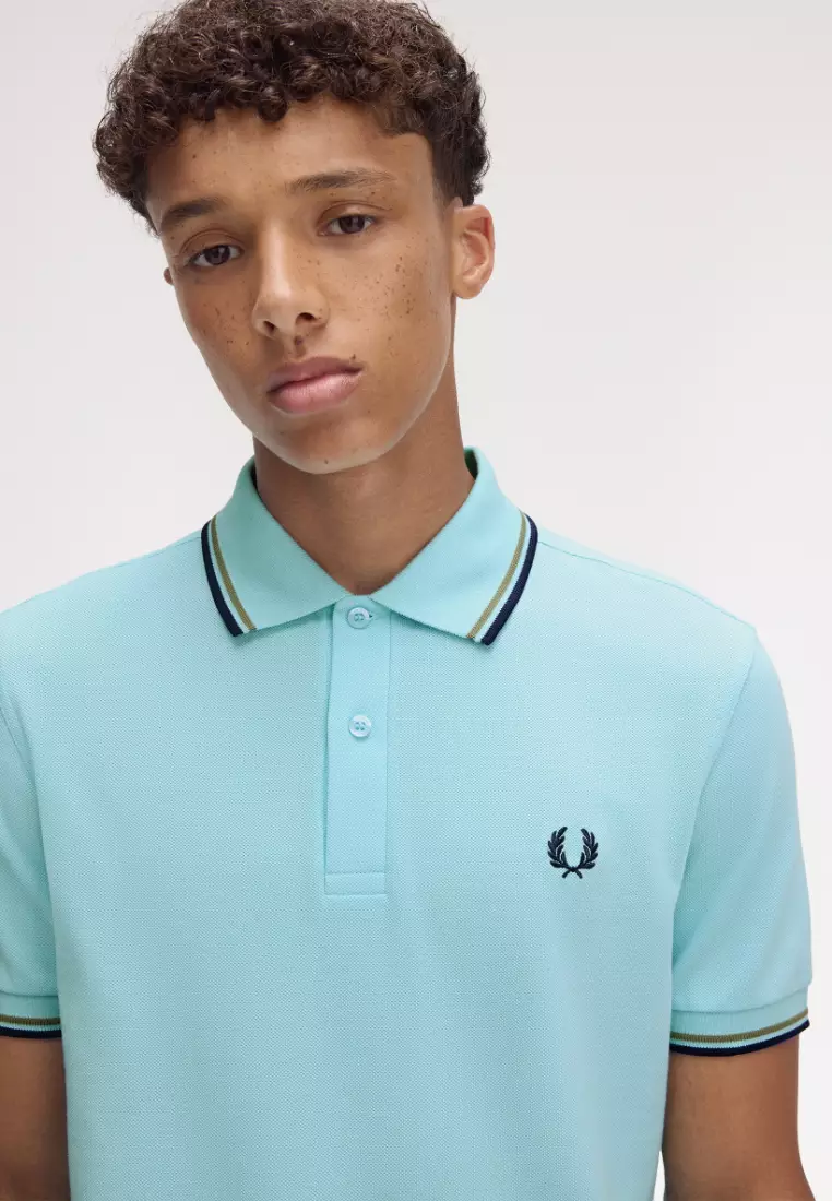 Fred Perry M3600 Twin Tipped Fred Perry Shirt (Mint Blue / Olive Mint / French Navy)