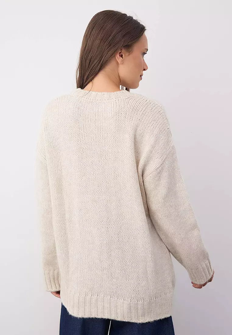 Wardrobe Essentials Stone Soft Texture Wide Cut Basic Knit Sweater | Twoaw26Kz00073