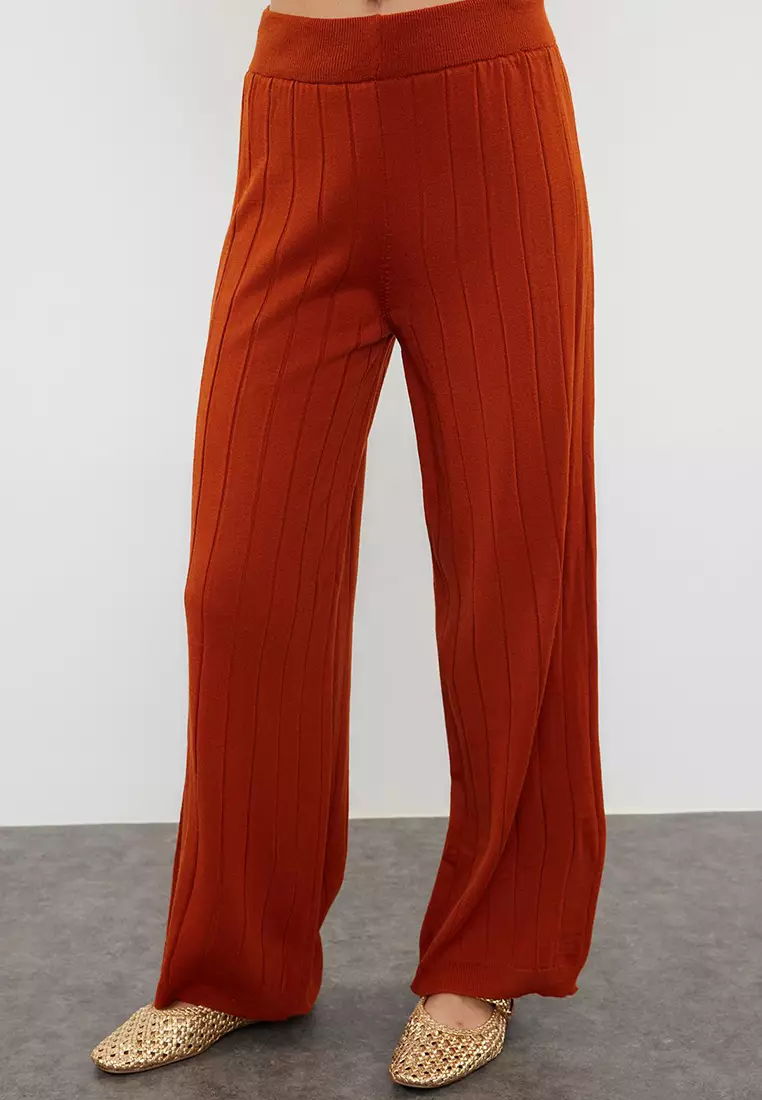 Tile Wide Pattern Basic Ribbed Knitwear Bottom-Top Set Twoss23Au00029