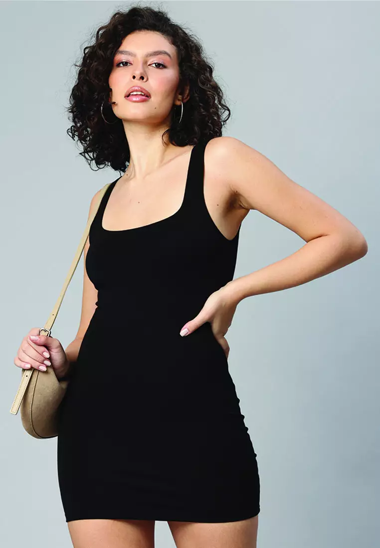 Slim Fit Mini Dress In Black