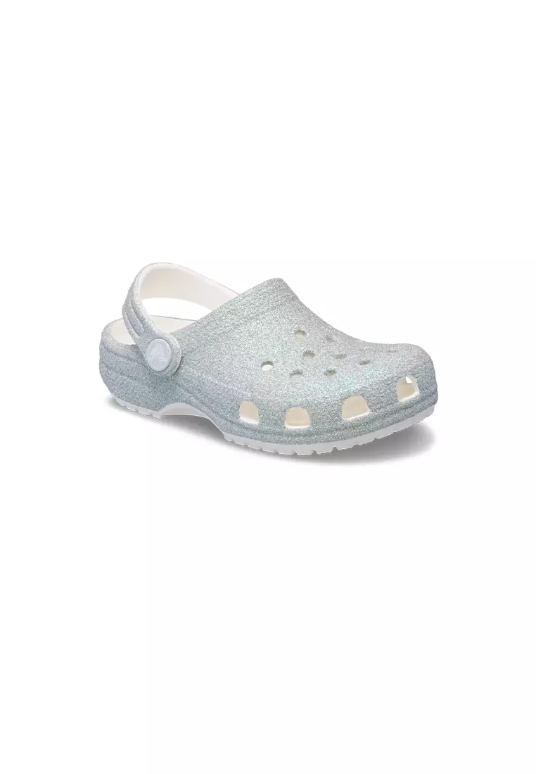 Discount on Crocs  shoes - SKU: Kids' Classic Iridescent Glitter Clog in White