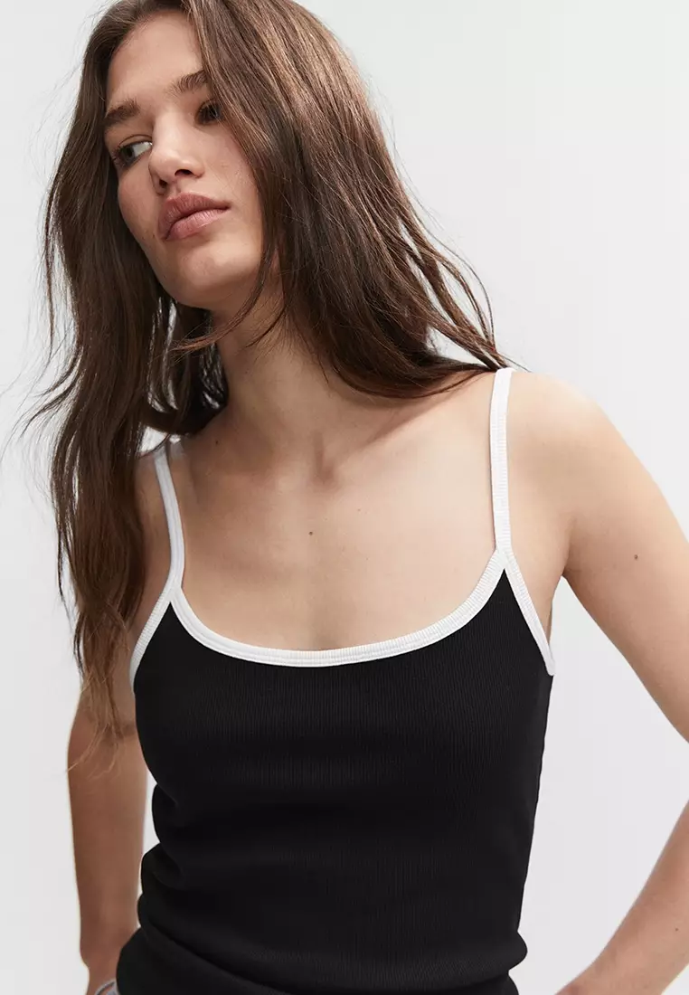 Buy Mango Contrast Spaghetti Strap Top 2024 Online