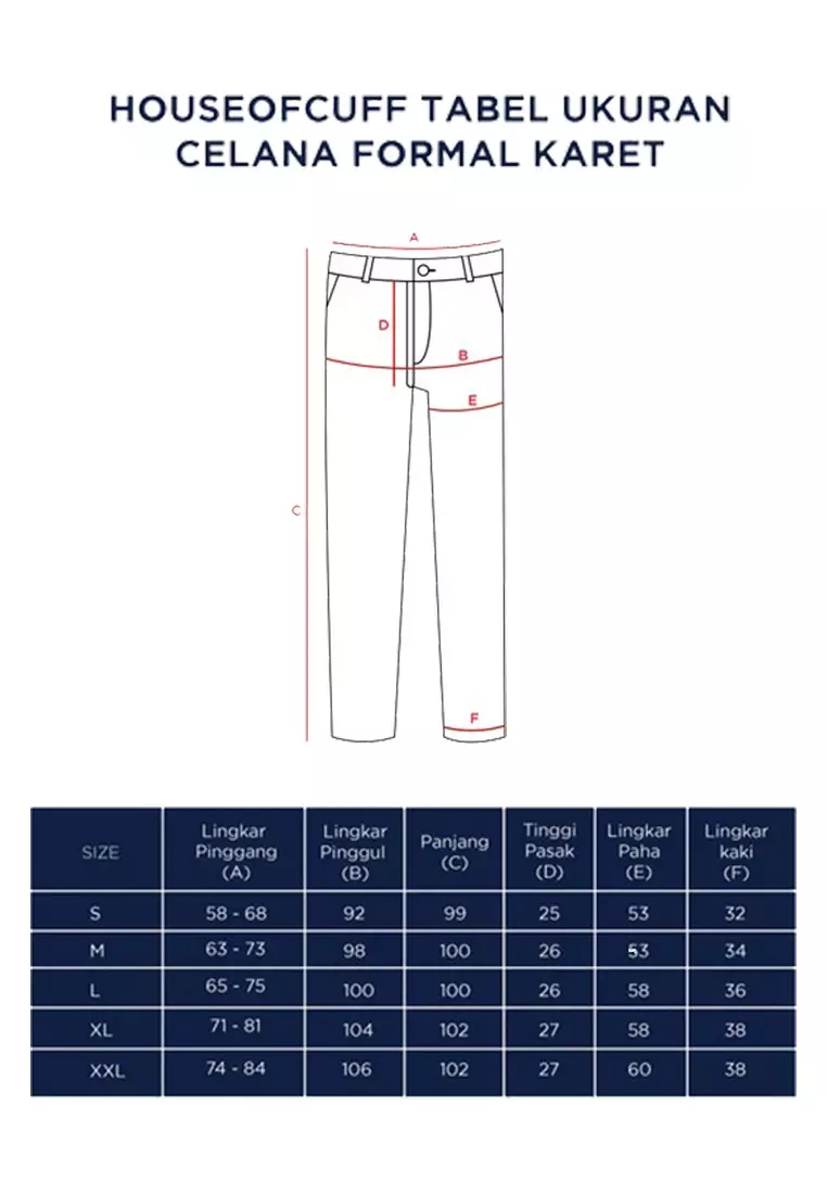 Celana panjang pria kerja formal bahan slim fit PINGGANG KARET Navy houseofcuff