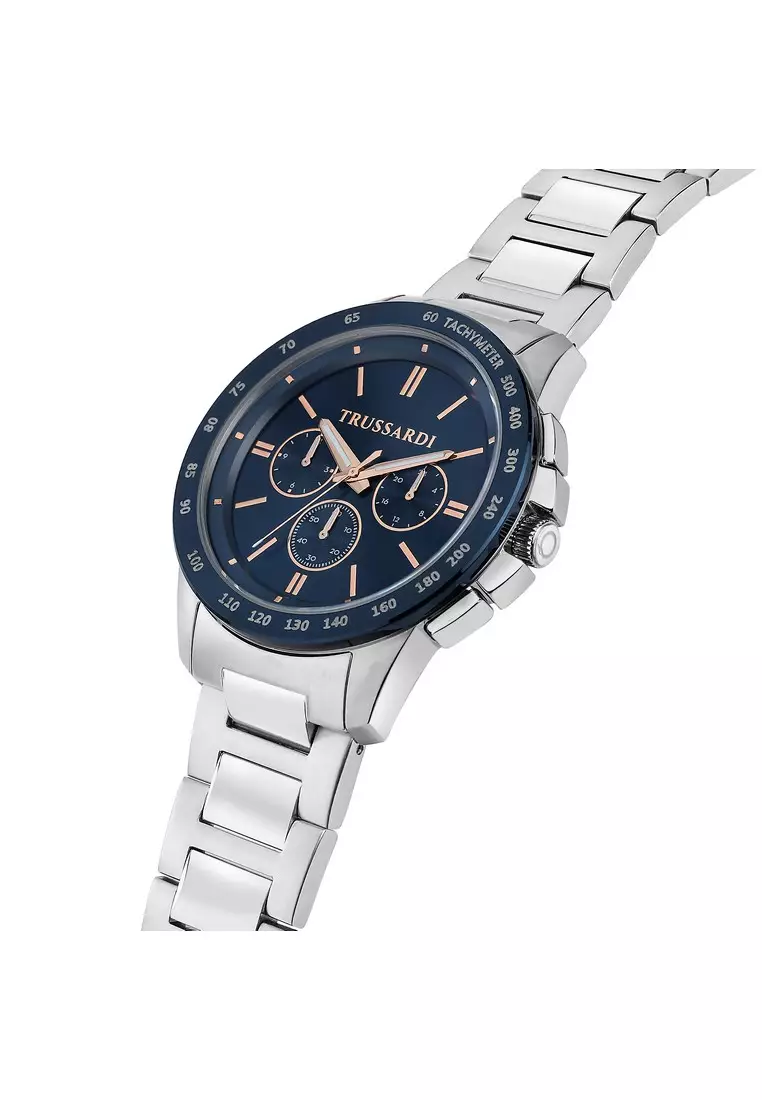 【2 Years Warranty】Trussardi T-Hawk 44mm Men's Quartz Watch Luminous Dial Hands R2453153005 Japan Movement