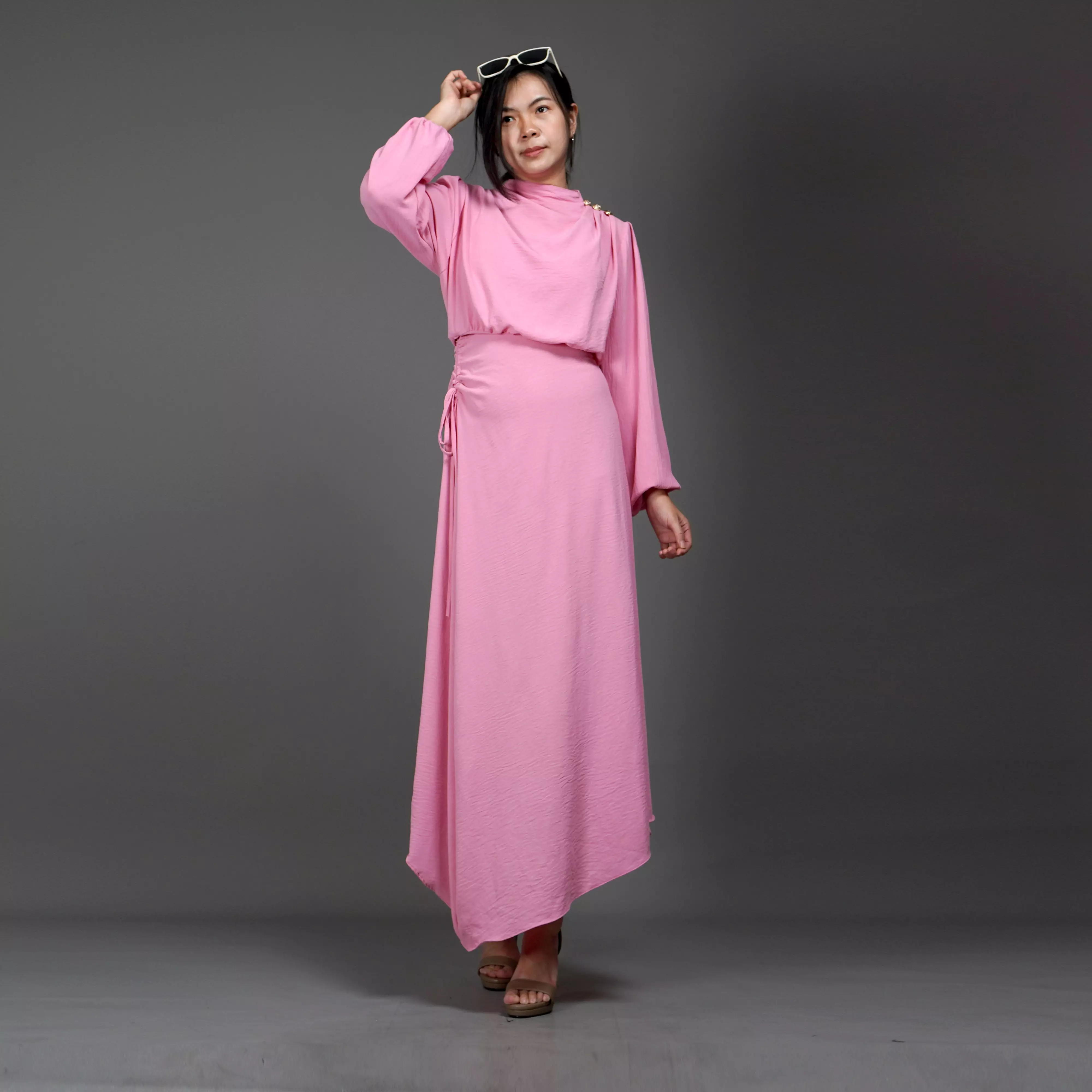 HALTERIA Gaun Natal Baju Natal Pink Dress Long Dress - PINK