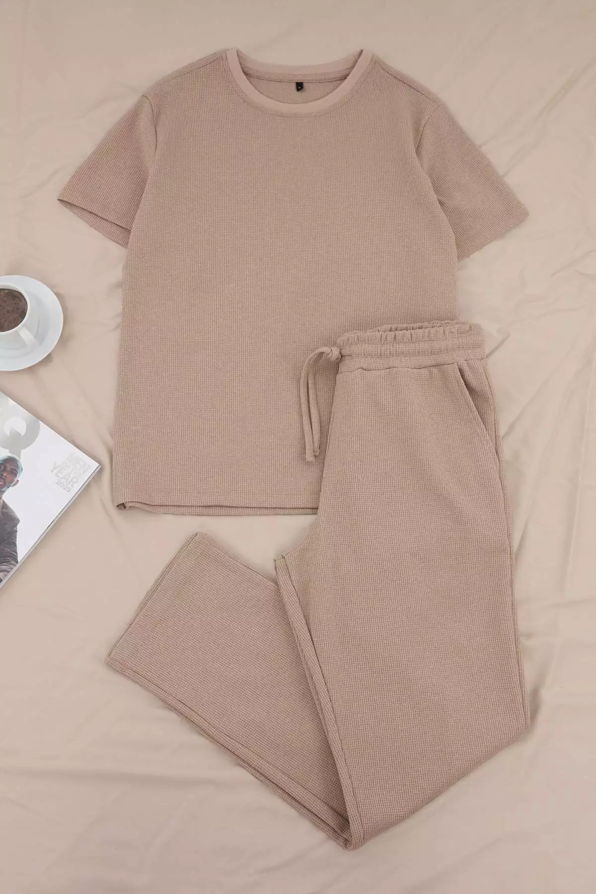 Beige Regular Cut 3-Pack Textured Tracksuit Set Tmnss26Em00002
