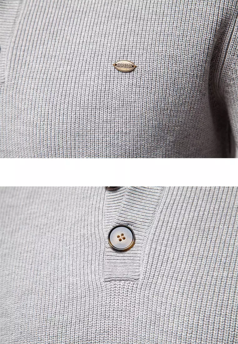 Henley Neck Knit Sweater AX-SW833