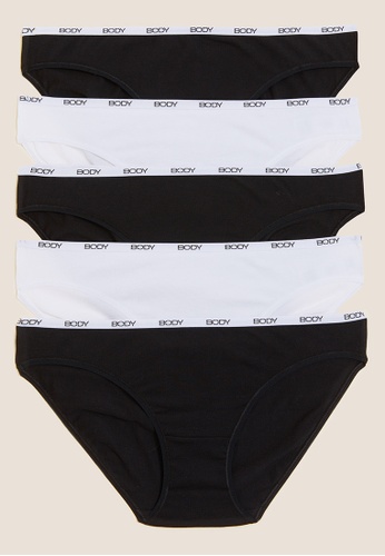 MARKS & SPENCER black M&S 5pk Supima Cotton Body Bikini Knickers 598EDUSAC885D4GS_1