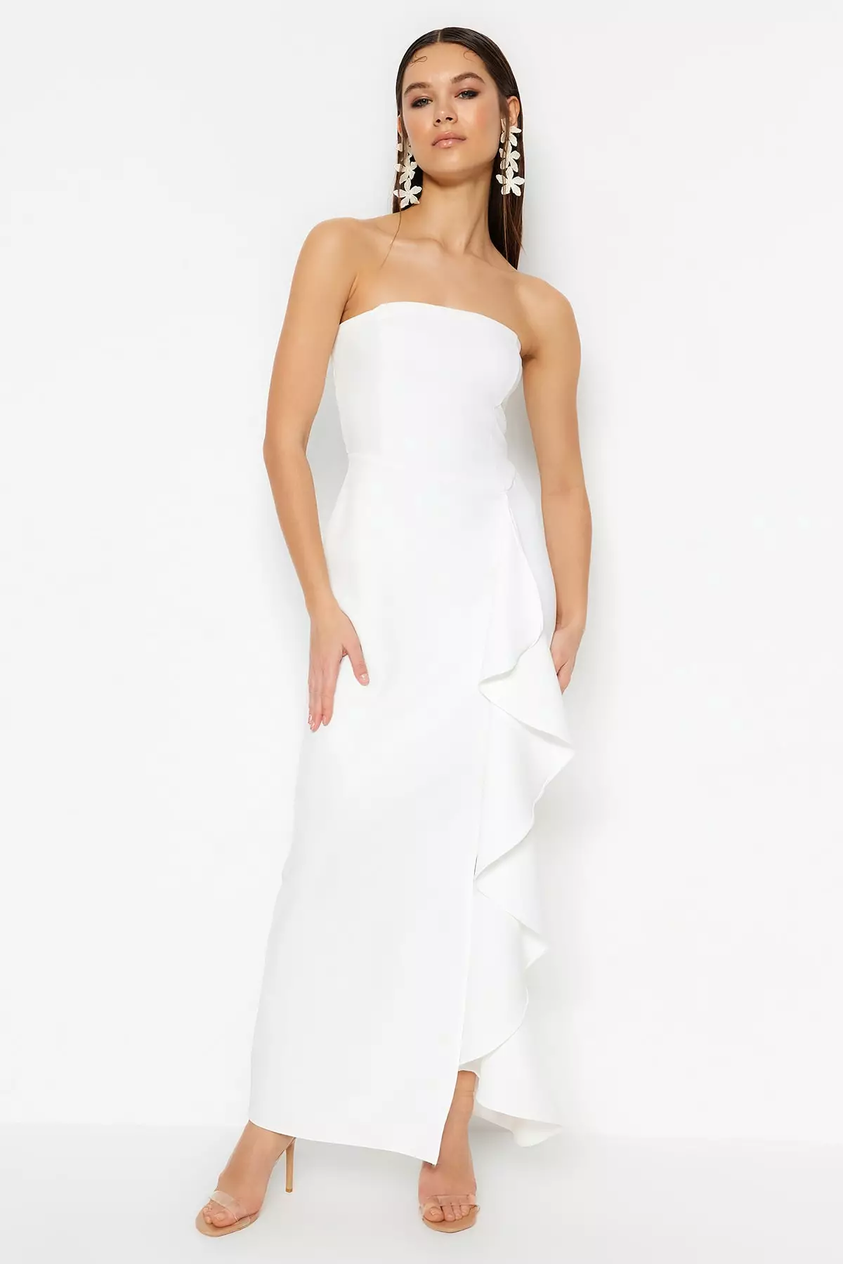 Ruffled Bridal Evening Dress