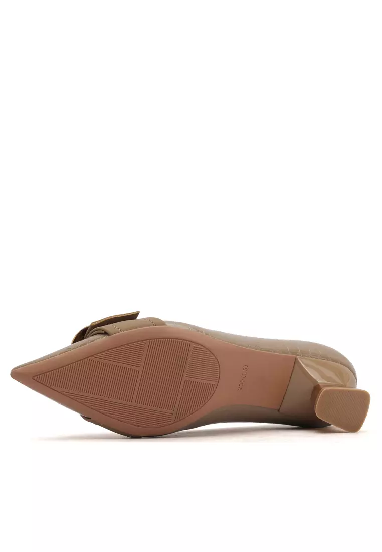 5CM Pointy Square Buckle Textured Pumps XJ568-2