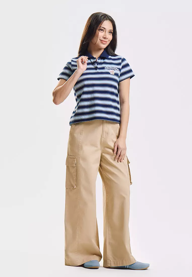 Wide Fit Cargo Pants with Pintuck Detail