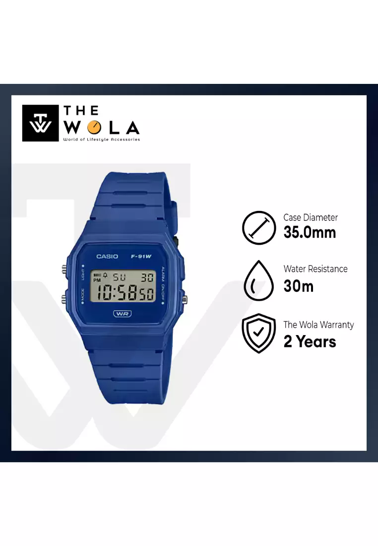 F-91WB-2A1 Unisex Digital Watch Blue Resin Strap