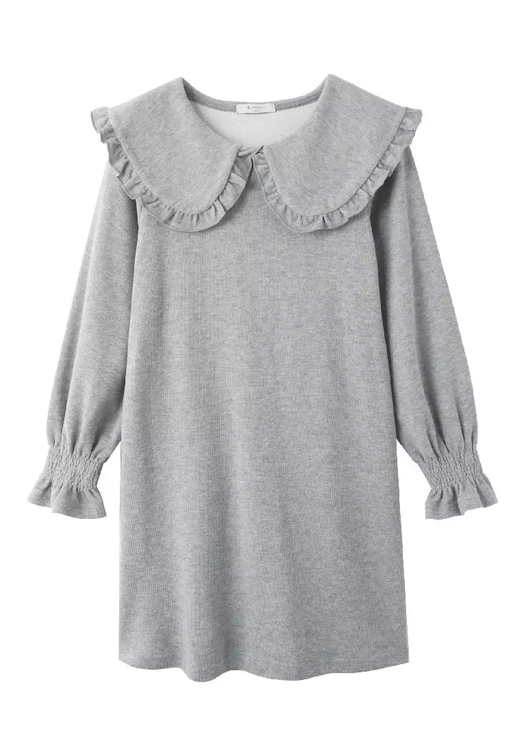 Wide Ruffle Collar Babydoll Dress with Flared Long Sleeves [DA9949]