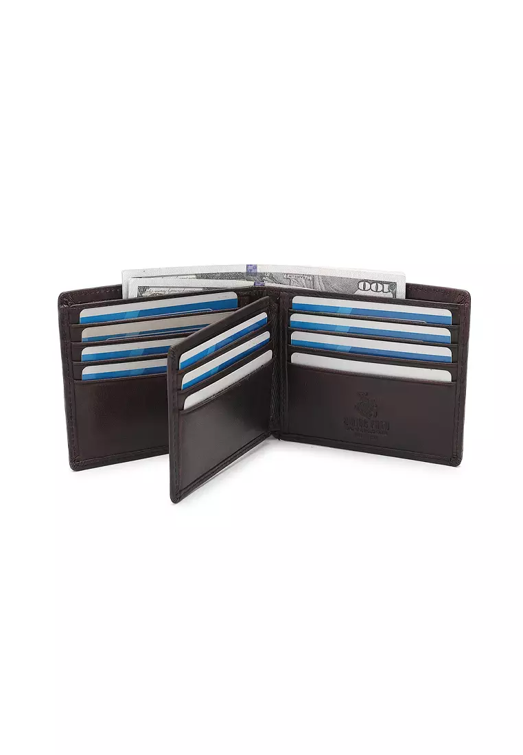 Genuine Leather RFID Short Wallet - Brown