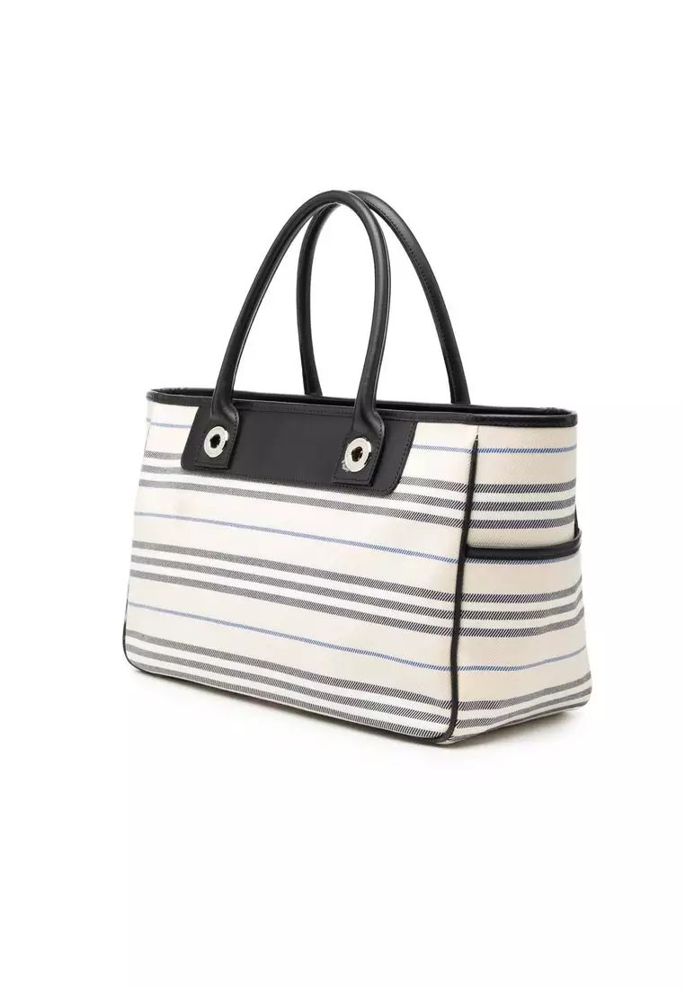 Pre-Loved Burberry Striped Canvas Handbag