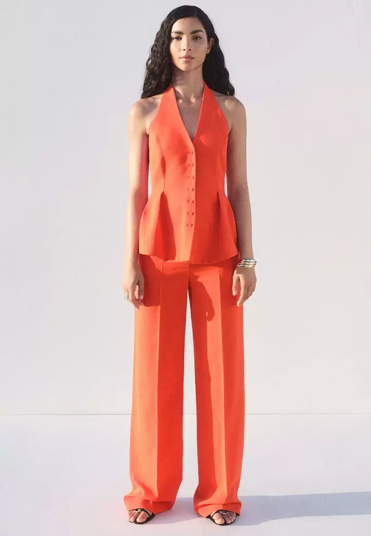 Straight Mid-Rise Suit Trousers