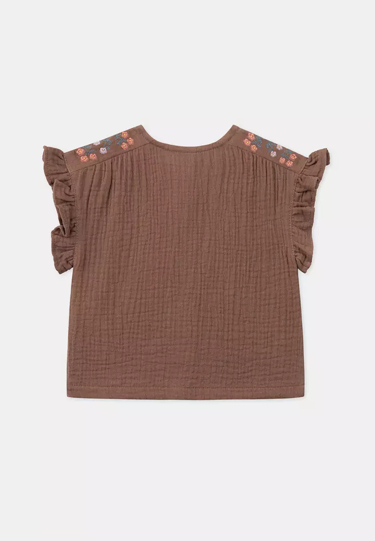 Brown  Embroidery Blouse