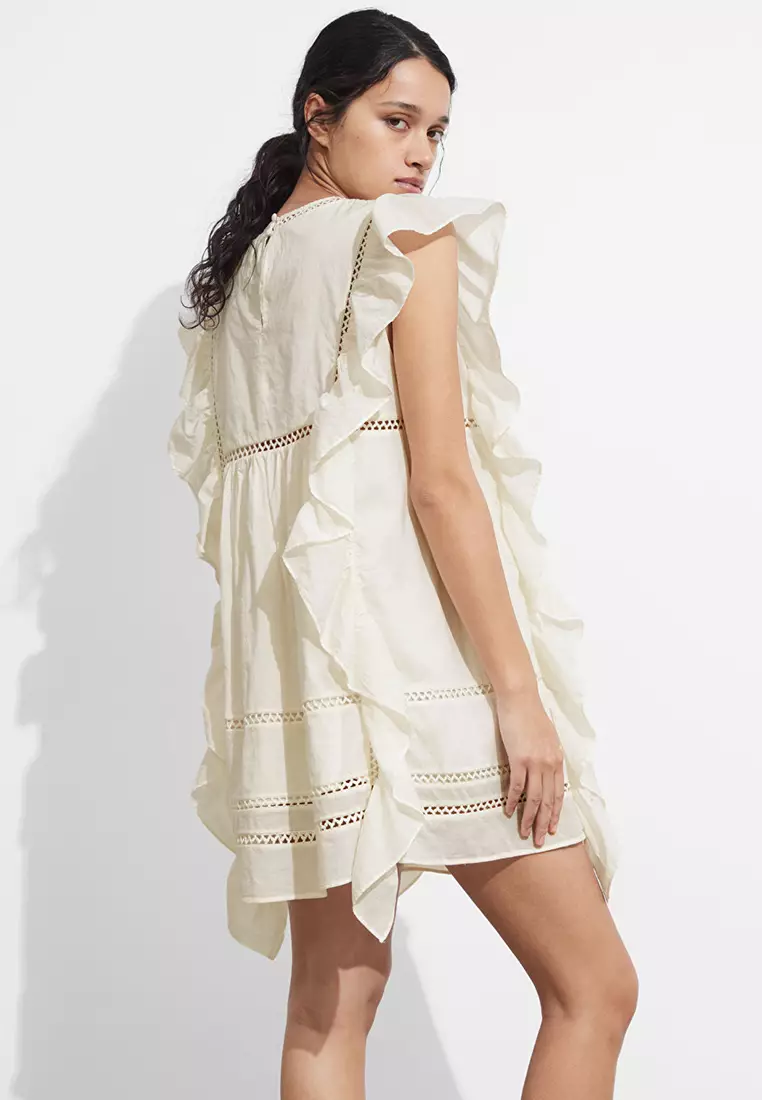 Embroidered Ruffle Mini Dress