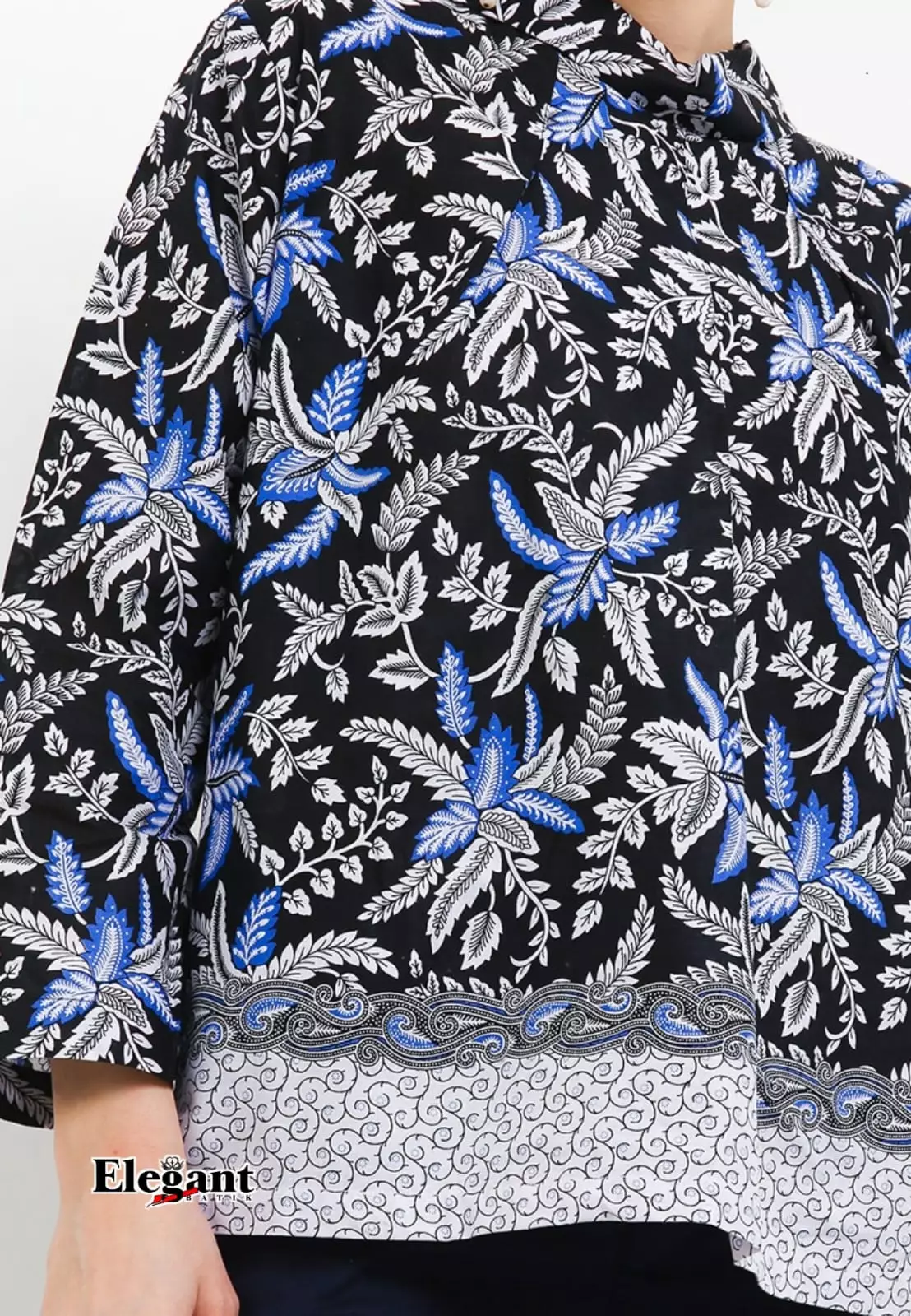 Blouse Batik Syifa Biru Premium Slimfit Elegant