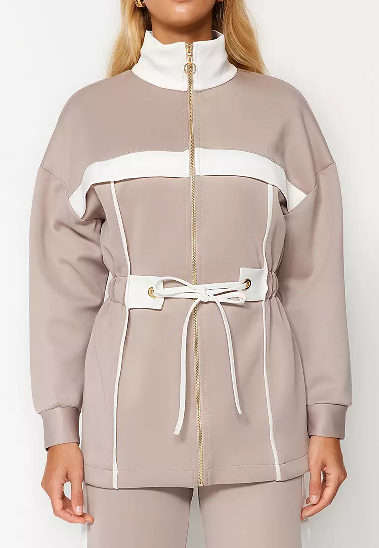 Piping Knitted Scuba Top and Bottom Set