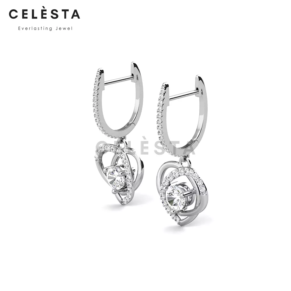 Berlian Moissanite Cercle Amour Earring [GRA CERTIFICATE MOISSANITE DIAMOND] - Anting 0.3ct Moissanite Diamond with 925 Silver Celesta Moissanite