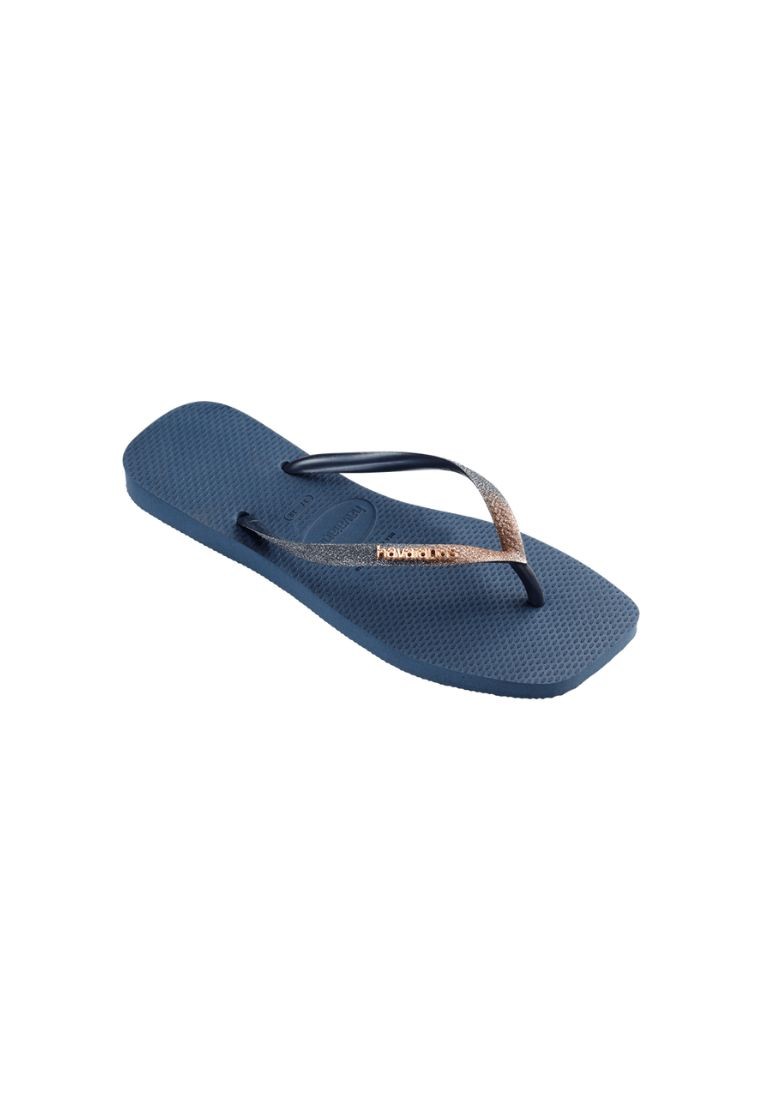 Women Slim Square Glitter Flip Flops - Indigo Blue