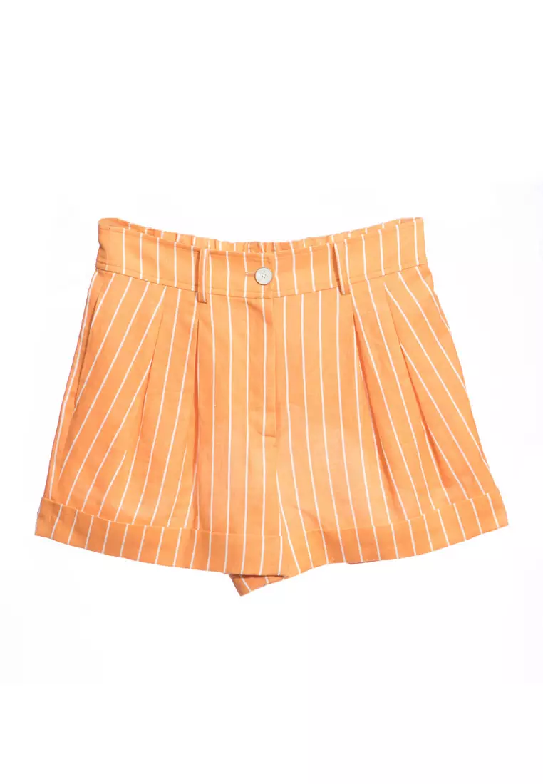 Stripe Print Cuff Shorts