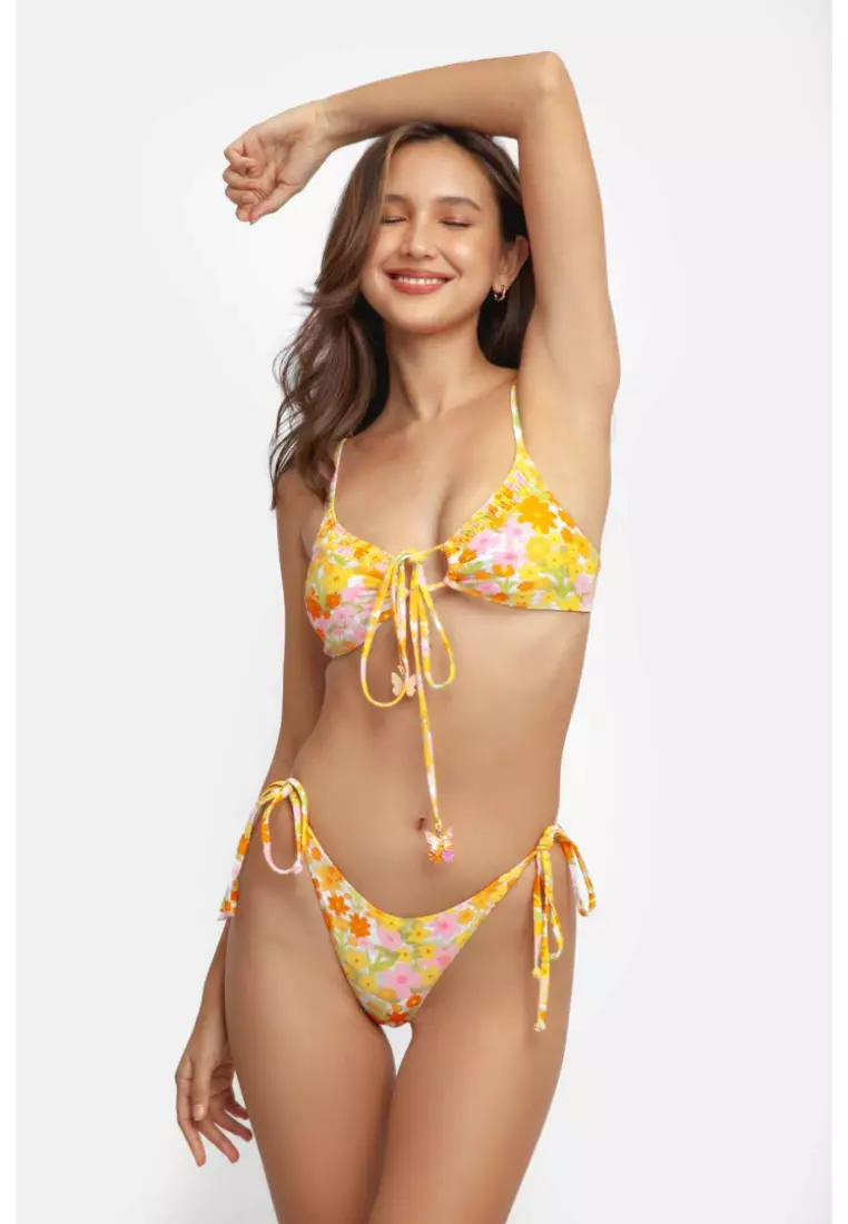 Daniella Side Tie Adjustable Bikini Bottoms / May Flowers
