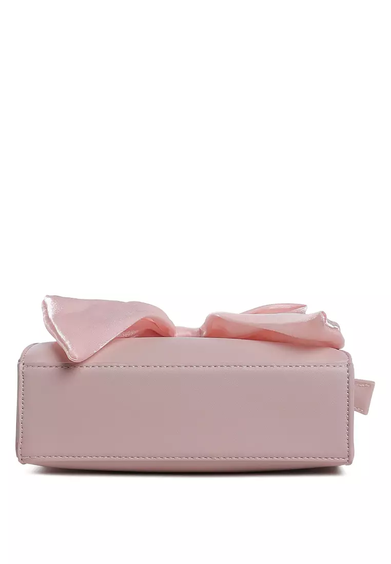 Tas Tangan Mini Detail Pita Besar Warna Pink