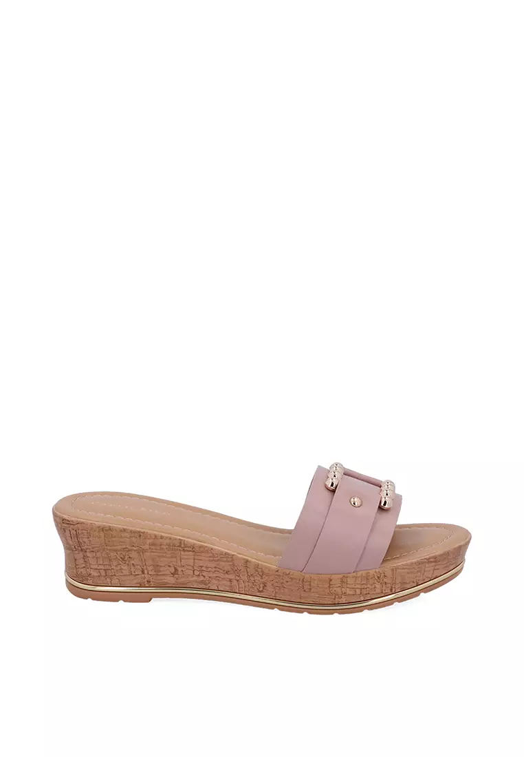 Discount on Carlo Rino  shoes - SKU: Pink Cora Cork Wedge Sandals