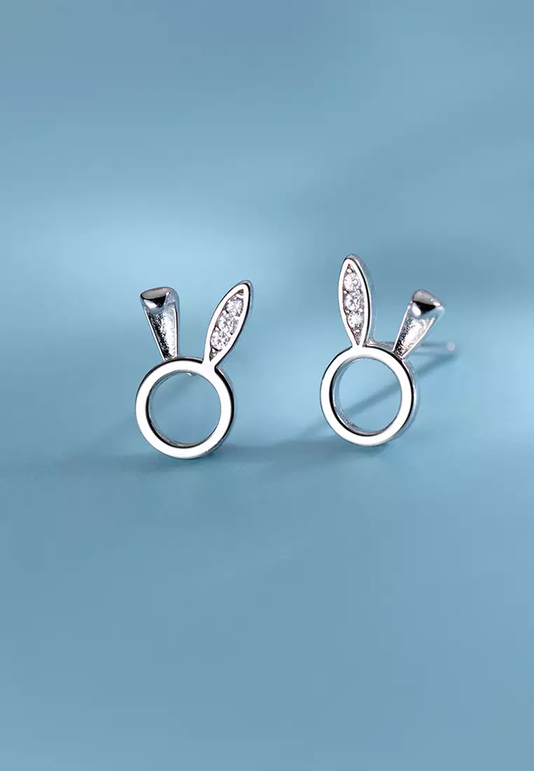 925 Silver Zircon Cute Bunny Earrings JW AR-E9905