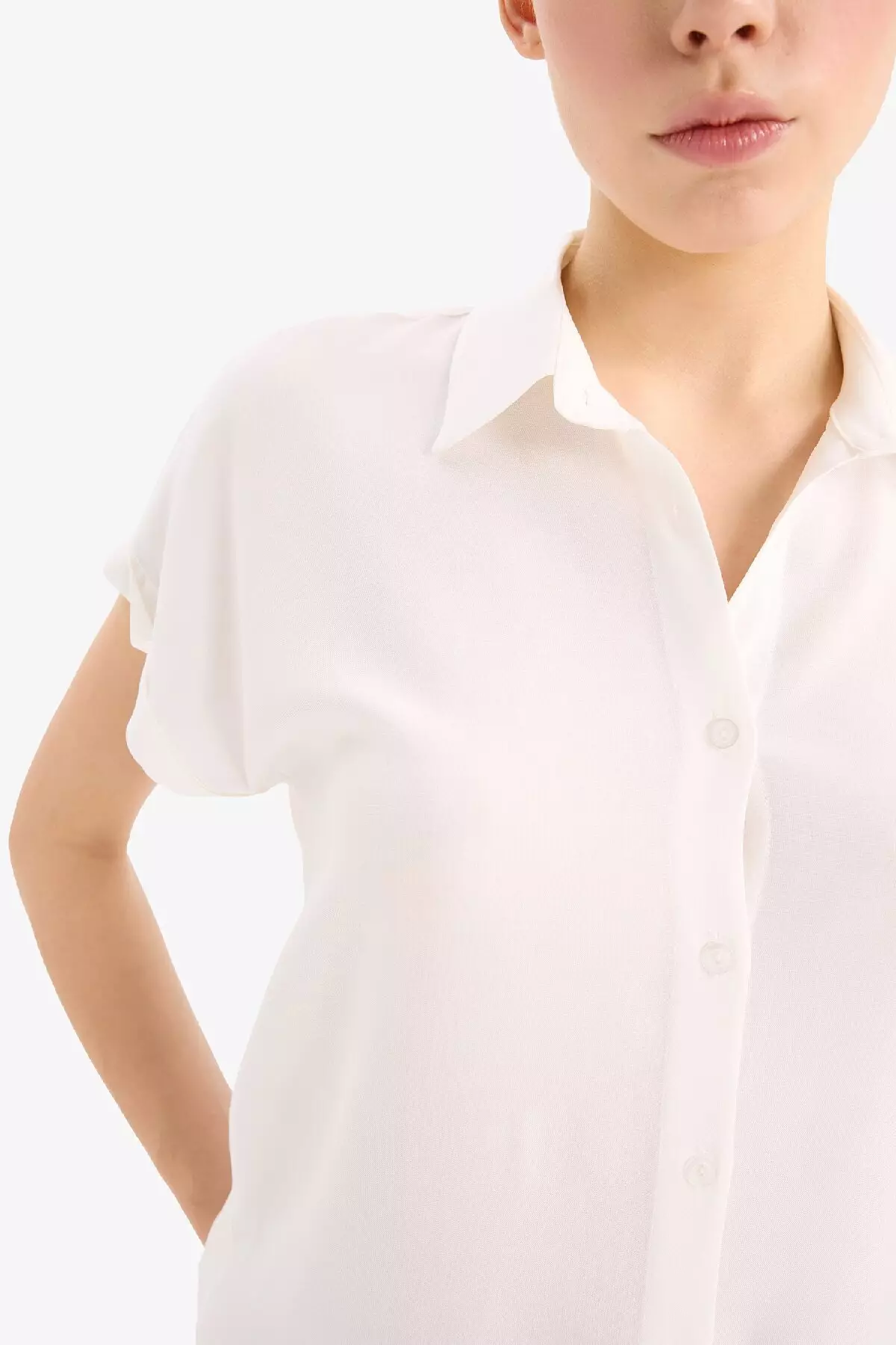 Regular Fit Basic Plain Viscose Short Sleeve Shirt N7819Az25Sp