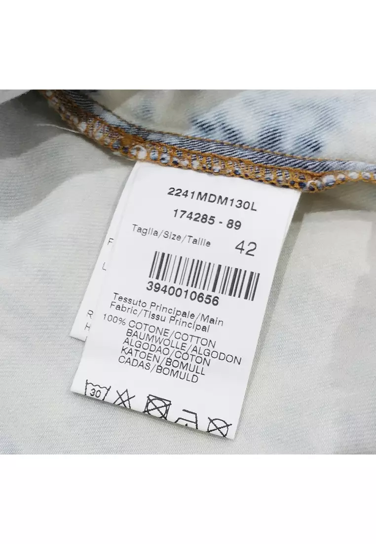 二手 MSGM 剪裁縫製女式 T 卹，白色/藍色 - O2-MDM130L-174285-89-42