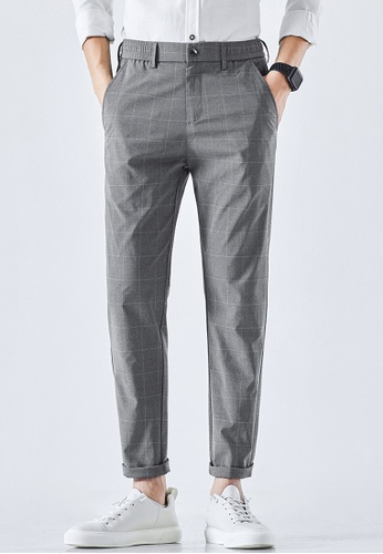 Trendyshop grey Checked Slim Suit Pants BDD0DAA452CB64GS_1