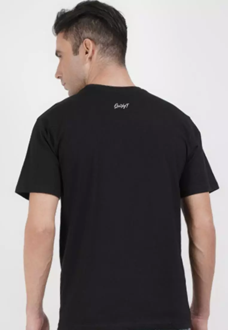 骷髅图案黑色休闲短袖棉质 T 恤