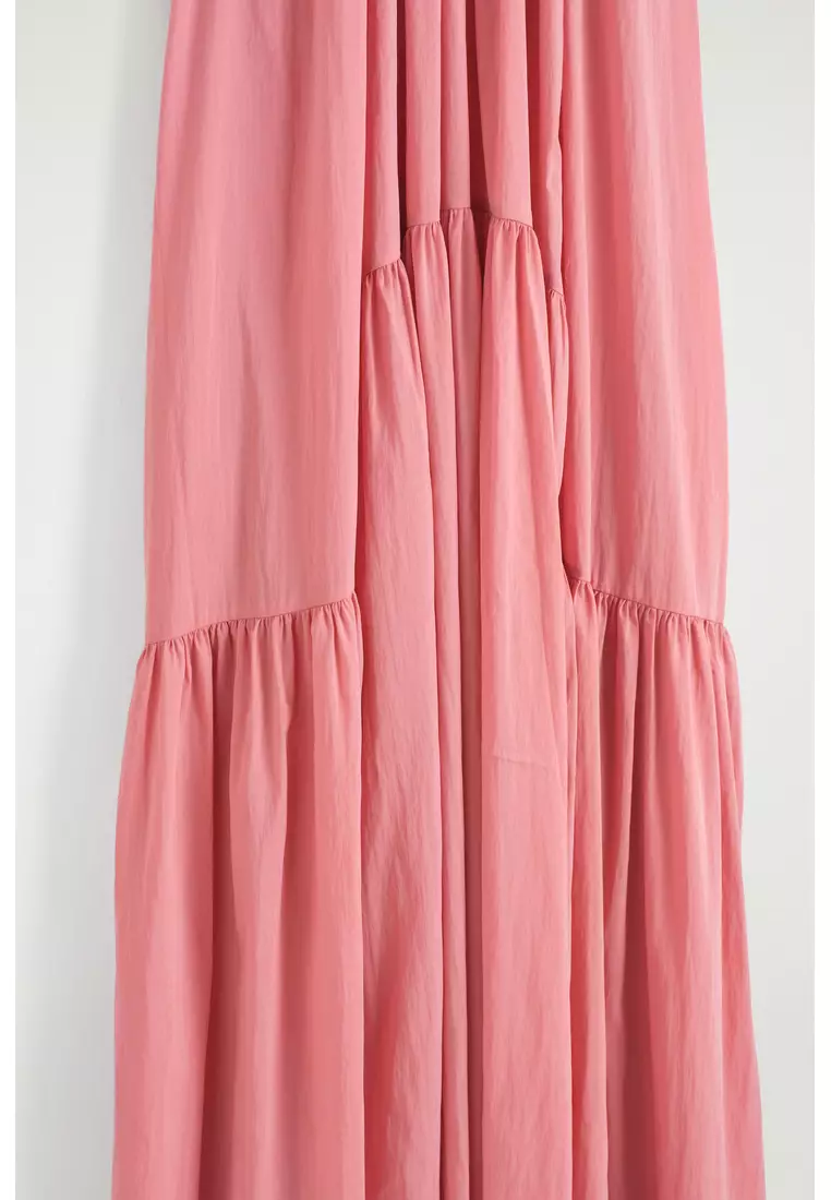 GATHERED HALTERNECK MAXI DRESS