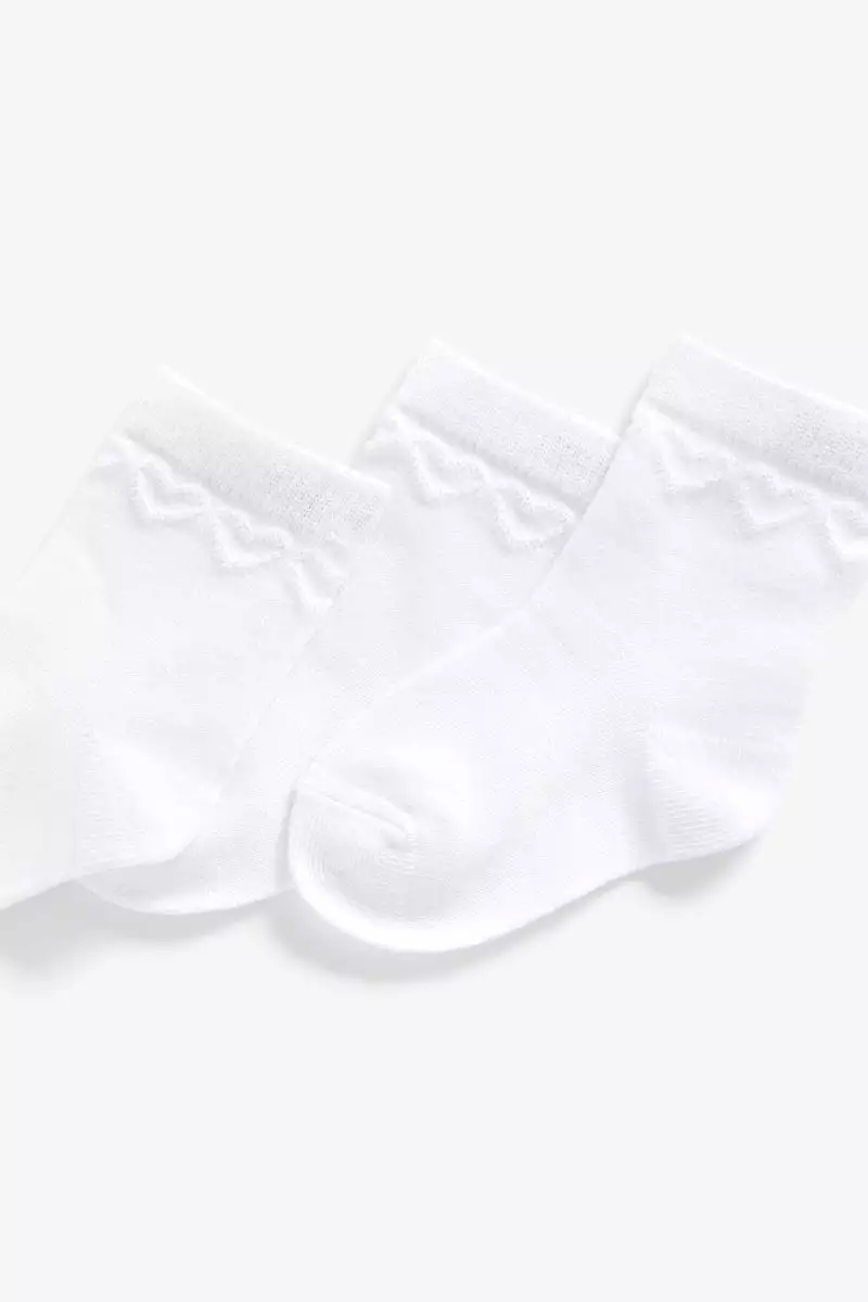 Mothercare White Heart Socks - 5 Pack - Set Kaos Kaki Anak Perempuan (Putih)