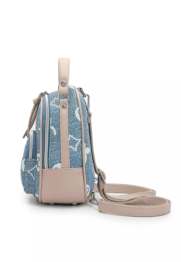 Women's Monogram Mini Backpack (Tas Ransel Wanita / Tas Punggung Wanita) - Biru