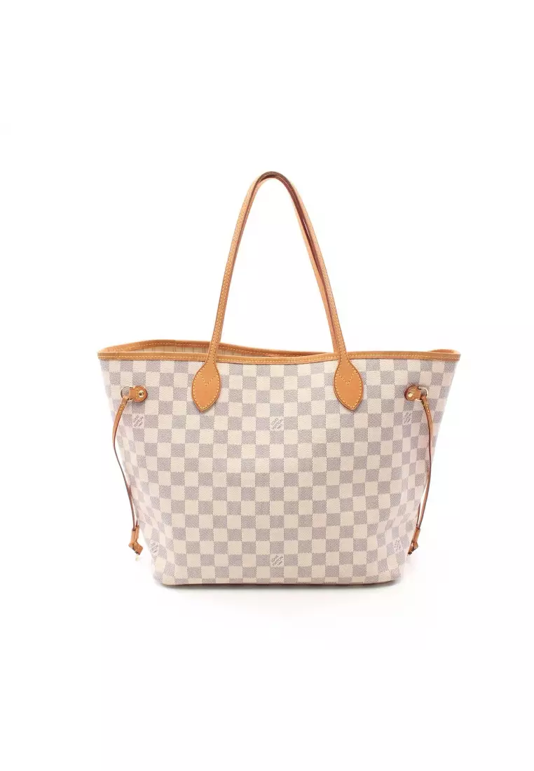 Louis Vuitton Neverfull mm Damier Azur Shoulder Bag White